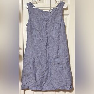 Toad&Co Linette Dress Sleeveless Womens Linen Blue Size S Pockets